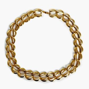 Vintage 80s Napier Chain Link Necklace Choker Gold Metal Costume Retro